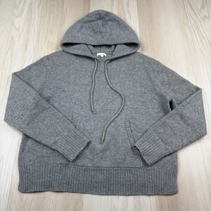 Unsubscribed Womens Gray Soft Slightly Stretchy Cashmere Drawstring Hoodie XS